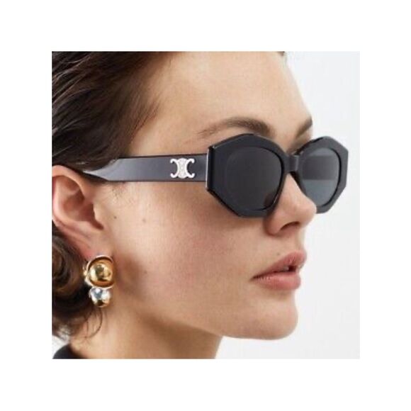 New Celine Sunglasses CL40238U 01A, Triomphe, Black, Authentic $550 main image 5